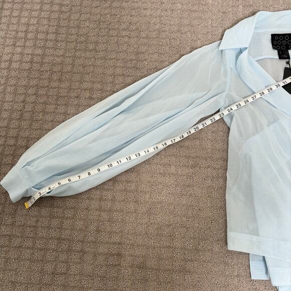 NWT NY 77 Design Celine Blouse Long Sleeve Wrap Top Light Blue Cotton Size 1 - Picture 3 of 6